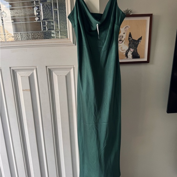 NWT Express Forest Satin Slip Green Midi Dress - Picture 9 of 10